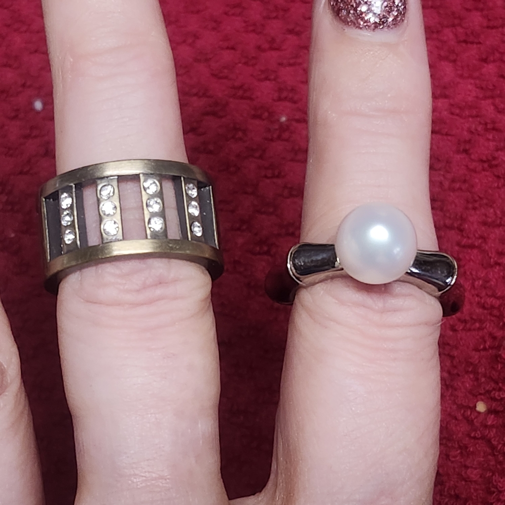 Dyrberg Kern Bronze And Silver Pearl Rings
